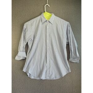 RALPH LAUREN blue striped  Andrew classic fit mens dress shirt size 17 32/33